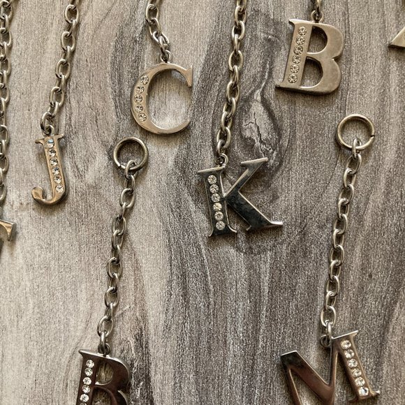 NWT Silver-colored (X), rhinestone studded initial Bag Charm - Picture 3 of 5